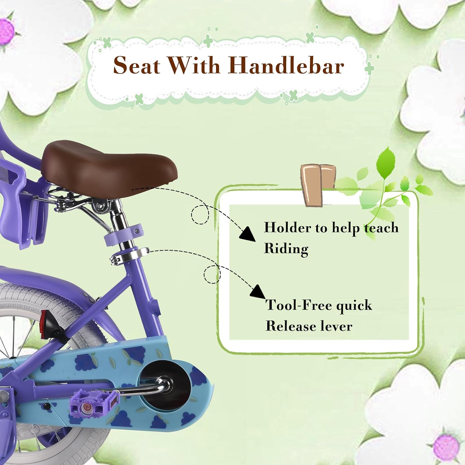 RULLY Fruit Kids Bike 12 14 16 Inch Bicycle for Girls Ages 2-7 Years, Training Wheels Included, Girl Bikes with Basket & Doll Seat | 12, 14, 16, Inch, Bicycle