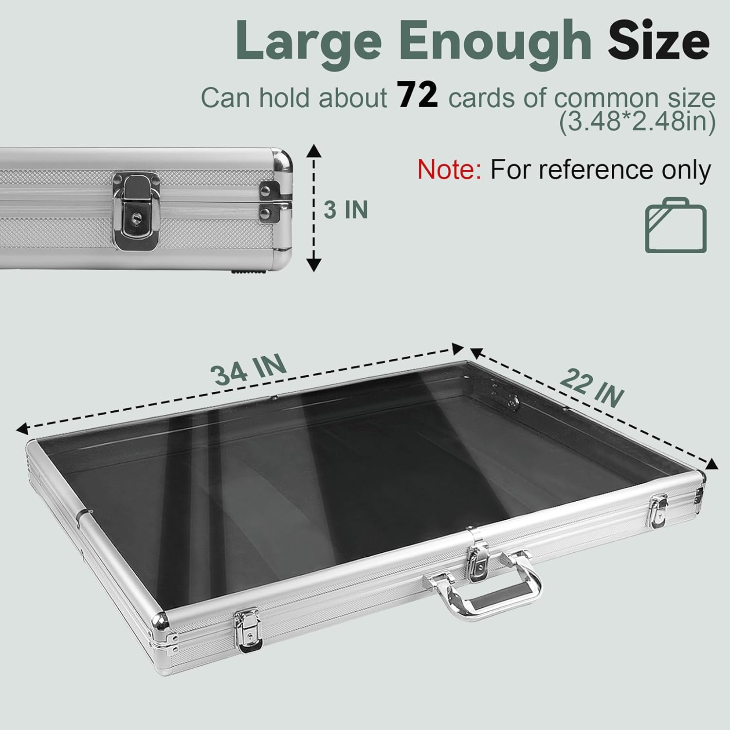 34 in X 22 in Silver Card Show Display Case Large Aluminum, Trading Card Display Case Suitable for Sports Card/TCG/Jewelry Collection, 1-Year Coverage