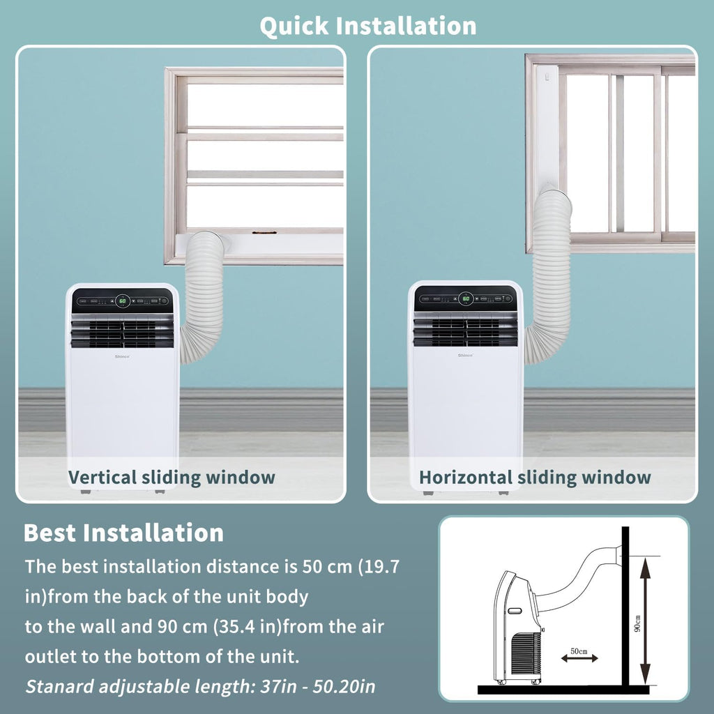 Shinco 12,000 BTU Portable Air Conditioner, Portable AC Unit with Built-in Cool, Dehumidifier&Fan Modes for Room up to 400 sq.ft, Room Air Conditioner with Remote Control, 24 Hour Timer