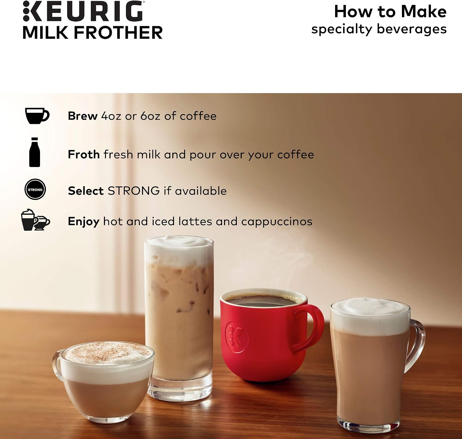Keurig K-Elite Brushed Slate Single Serve Coffee Maker Milk Frother for Hot and Cold Milk Foam