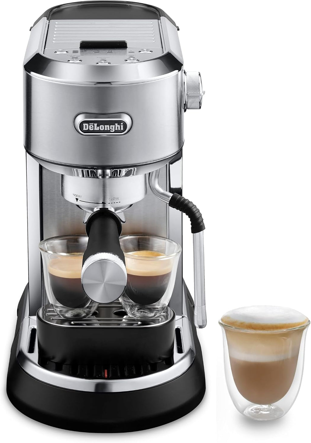 De'Longhi Dedica Maestro Espresso Machine with Milk Frother, 15-Bar Pump & Temperature Control - Barista Coffee Maker Kit for Espresso, Latte, Cappuccino & Iced Coffee - Italian Stainless Steel Design