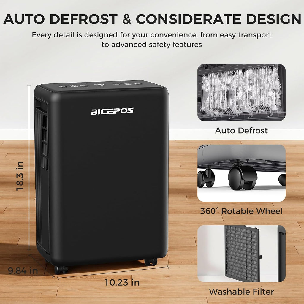 2000 Sq.Ft Dehumidifier for Basement, 30 Pints Dehumidifiers for Home with Drain Hose, 3 Mode, Auto Defrost, Intelligent Humidity Control for Bathroom, Bedroom, Large Room, Laundry, RV, Office