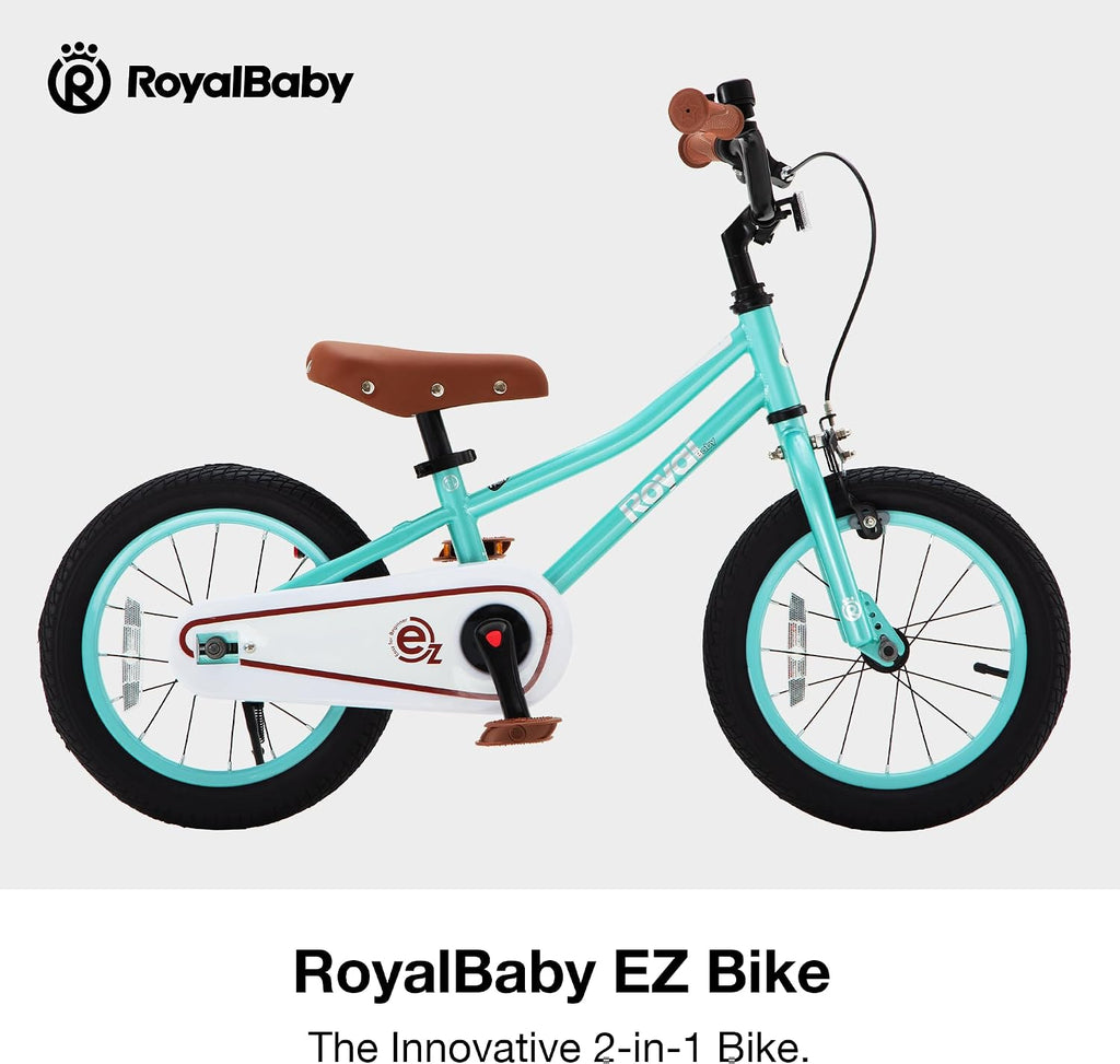 RoyalBaby Kids Bike, Terra EZ Balance to Pedal Convertable Bicycle, 14 16 18 Inch Easy Learn Balancing to Biking Boys Girls Ages 3-9 Years Beginners