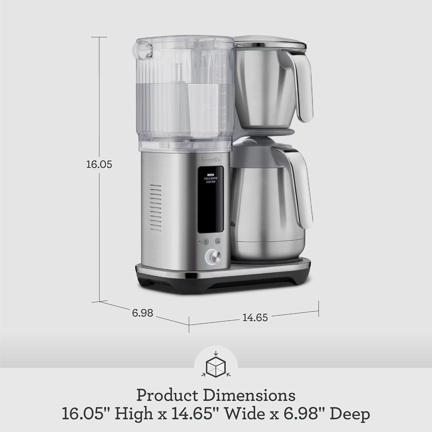 Breville Luxe Drip Coffee Machine BDC465BSS, Brushed Stainless Steel, Thermal Carafe