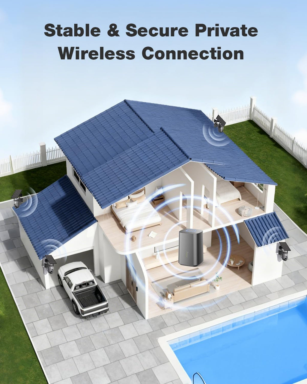 SEHMUA Security Cameras Wireless Outdoor (4-cam-kit), No Subscription Required, Color Night Vision, 360° PTZ, 4MP Live View, Instant Alerts, Solar Security Camera System Works 2.4G & 5G WiFi for House
