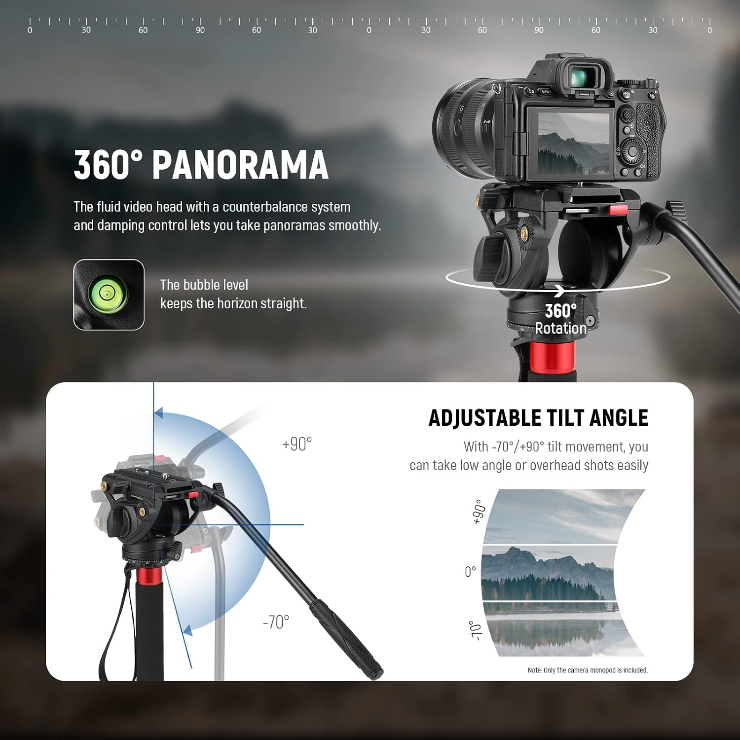 NEEWER 71.6' Pro Camera Monopod with Feet, Carbon Fiber Telescopic Video Monopod with QR Plate Compatible with DJI RS Gimbals, Removable Base for Camera Camcorder, Max Load 13.2lb/6Kg, TP71