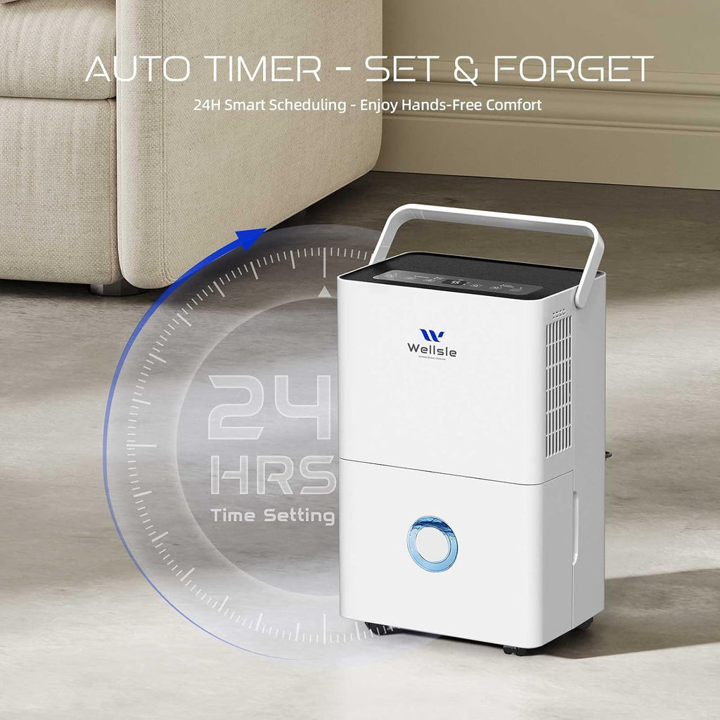 80 Pints 2025 Energy Star Dehumidifier for basement, Smart Humidity Adjustment with 1.32 Gal Water Tank and Drain Hose, Silent & Efficient for Home Bedroom Garage Large Room.