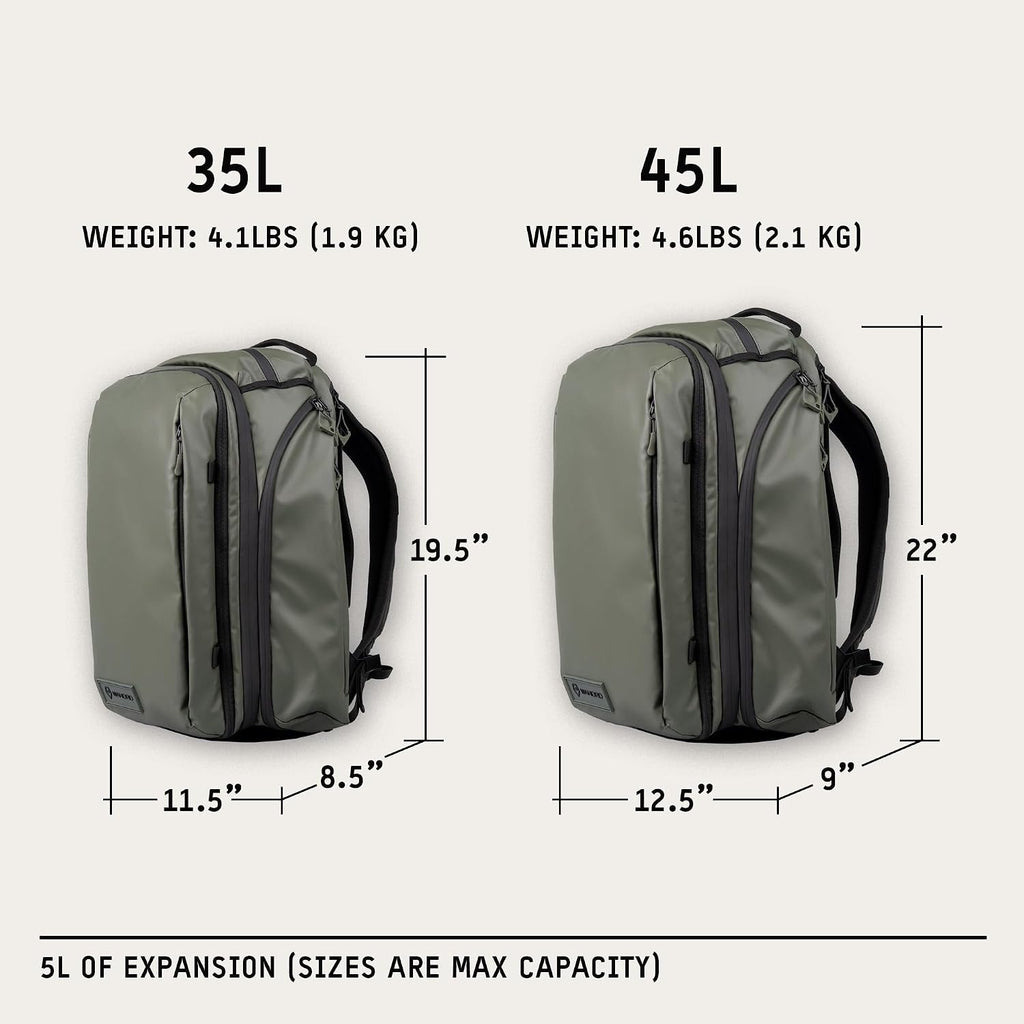 WANDRD TRANSIT Travel Backpack (35L): Expandable Carry-On Travel Backpack – Weather-Resistant, Laptop Compartment, Dual Side Access & Camera Cube Compatible Adventure Bag