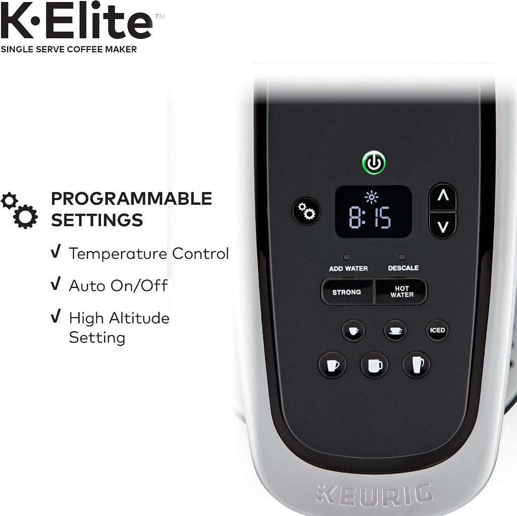 Keurig K-Elite Brushed Slate Single Serve Coffee Maker Milk Frother for Hot and Cold Milk Foam