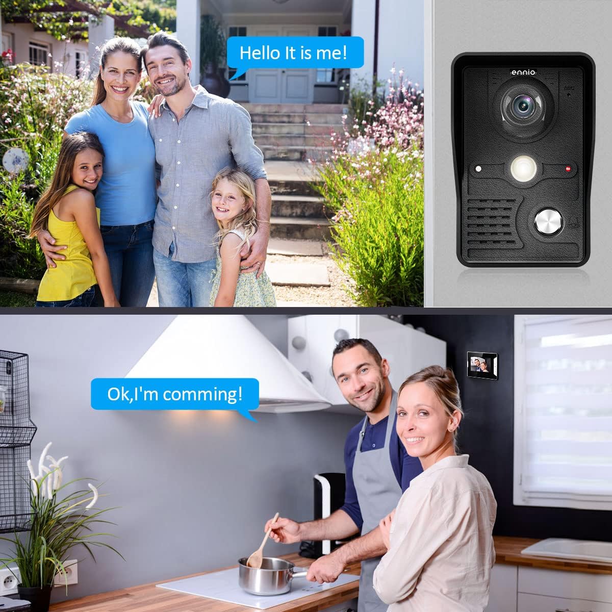 Wired Video Intercom Doorbell System 7 Inches LCD Monitor Video Door Phone Kits Support Monitoring, Unlock, Dual-Way Door Intercom Indoor Outdoor for Villa Home (1 Camera 2 Monitor)