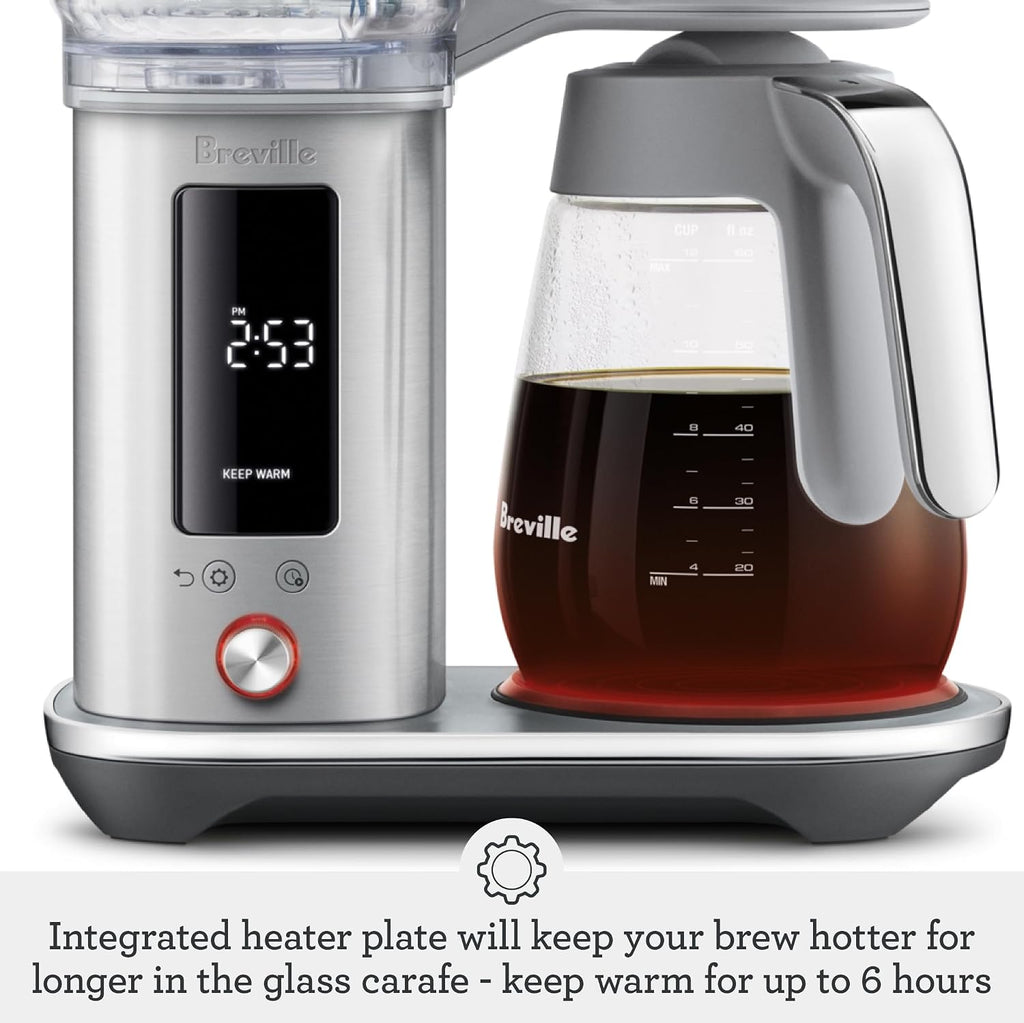 Breville Luxe Drip Coffee Machine BDC415BSS, Brushed Stainless Steel, Glass Carafe