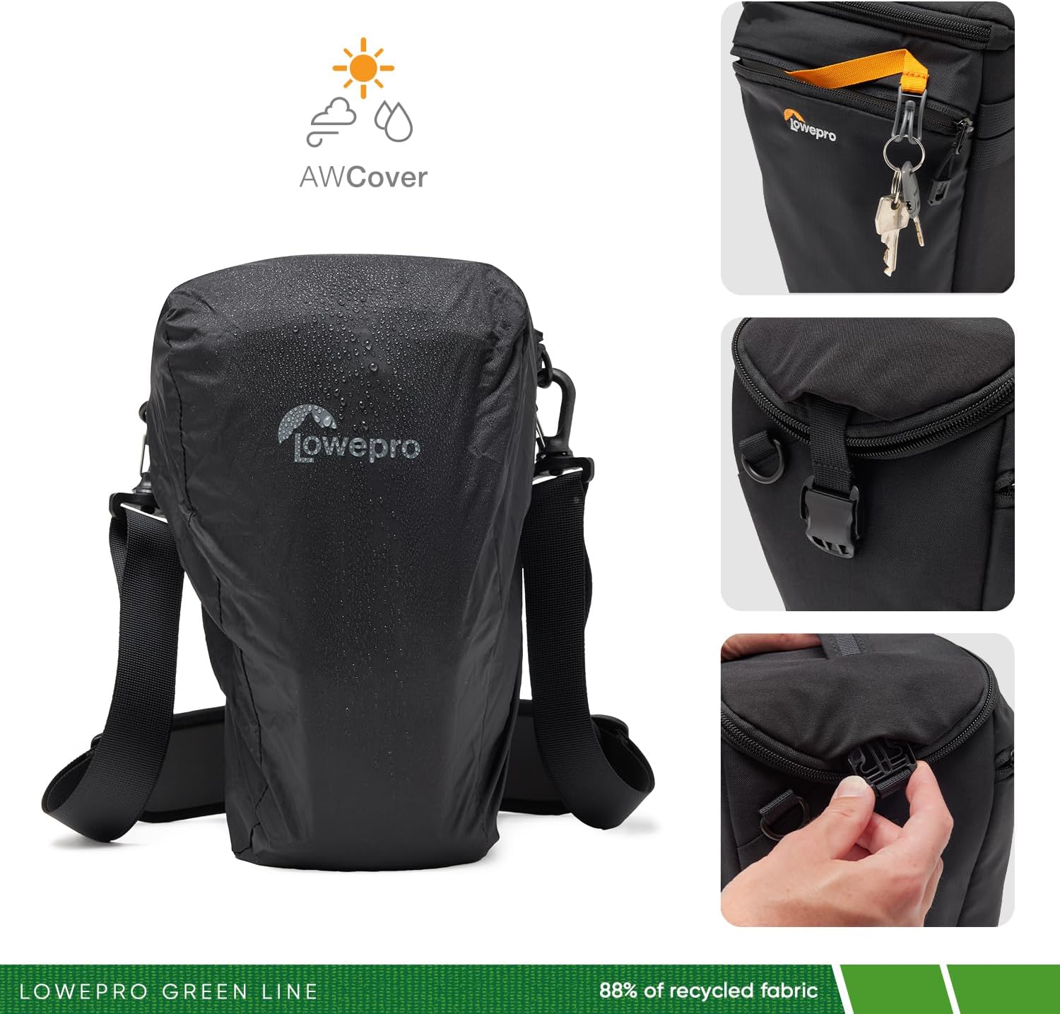 Lowepro ProTactic TLZ 70 Pro AW III Toploader Camera Bag, Camera Case for DSLR, Mirrorless, Vol.5L Dim: 12.x5.51x6.3in, for Cameras w/Lens attached, Modular Shoulder Bag, for Photographer/Videographer