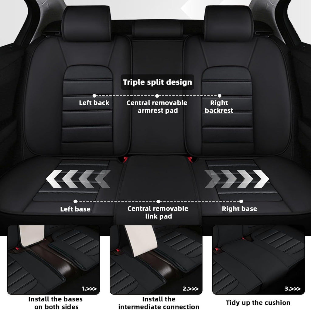 Car Seat Cover Fit for Chevy Avalanche 2002-2013,Compatible Airbag Non-Slip Waterproof Seat Cover,Car Seat Protector Premium Interior (Luxury 5 Seats,Black Red)