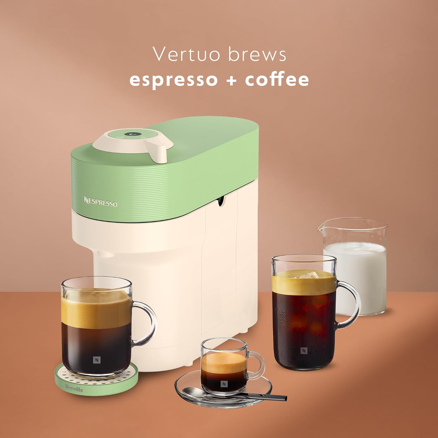 Nespresso Limited-Edition Vertuo Pop+ Coffee and Espresso Maker by Breville, Pistachio
