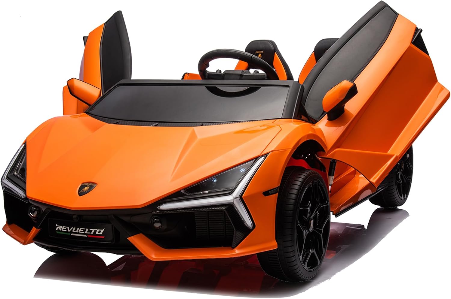 Oryxearth 2-Seater Ride on Car 24V Electric Lamborghini for Kids, 2WD with PU Leather Seats w/Adjustable Safety Belt, 2 Speeds Mode, Bluetooth, Remote Control, Gifts for Children