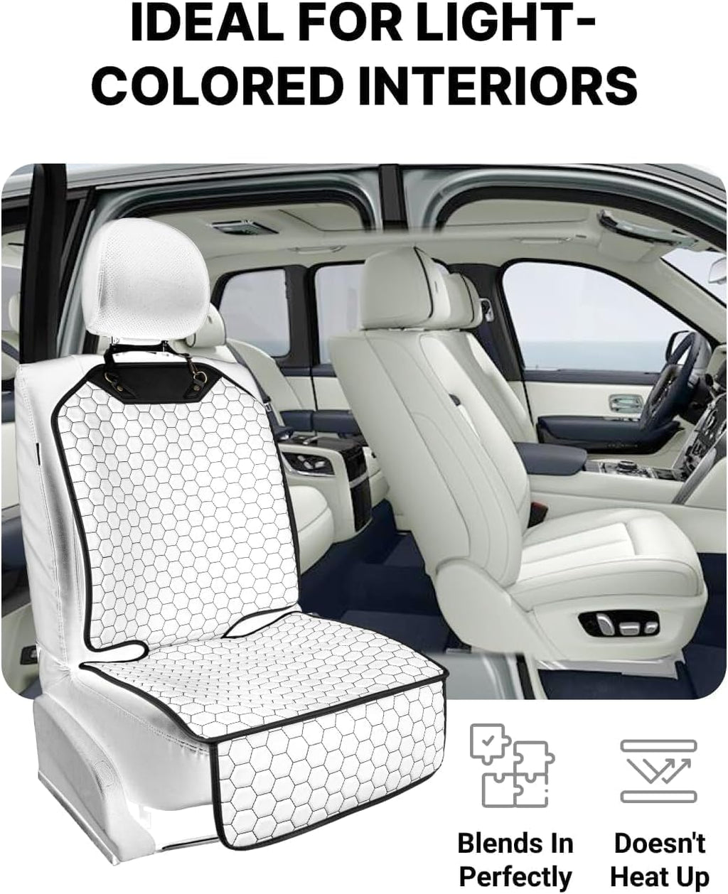 Owleys Kick Mat Back Seat Protector - Car Back Seat Cover for Kids Feet - Waterproof & Sturdy Protector for Upholstery from Dirt, Mud, Scratches and Stain (White Set)