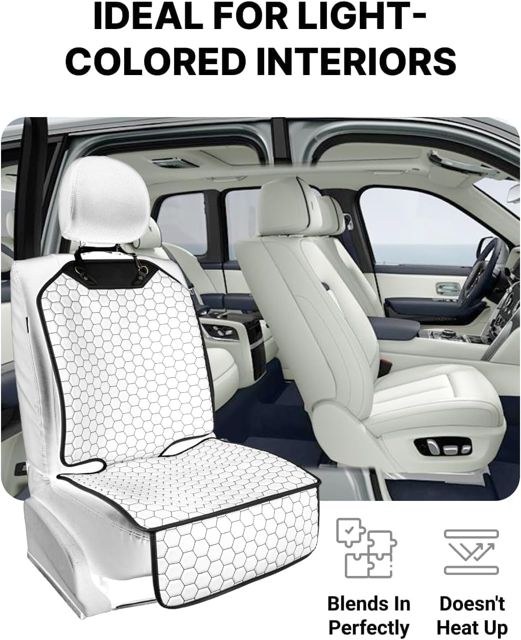 Owleys Kick Mat Back Seat Protector - Car Back Seat Cover for Kids Feet - Waterproof & Sturdy Protector for Upholstery from Dirt, Mud, Scratches and Stain (White Set)