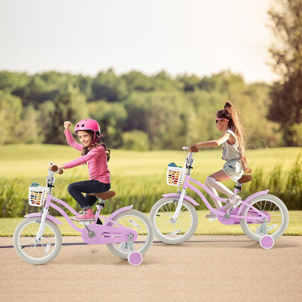 GLACER 12-20 Inch Adjustable Kids Bike, Boys Girls Bike for Age 3-8 Years with Basket, Training Wheels, Handbrake and Coaster Brake, Steel Frame Kids Bicycle
