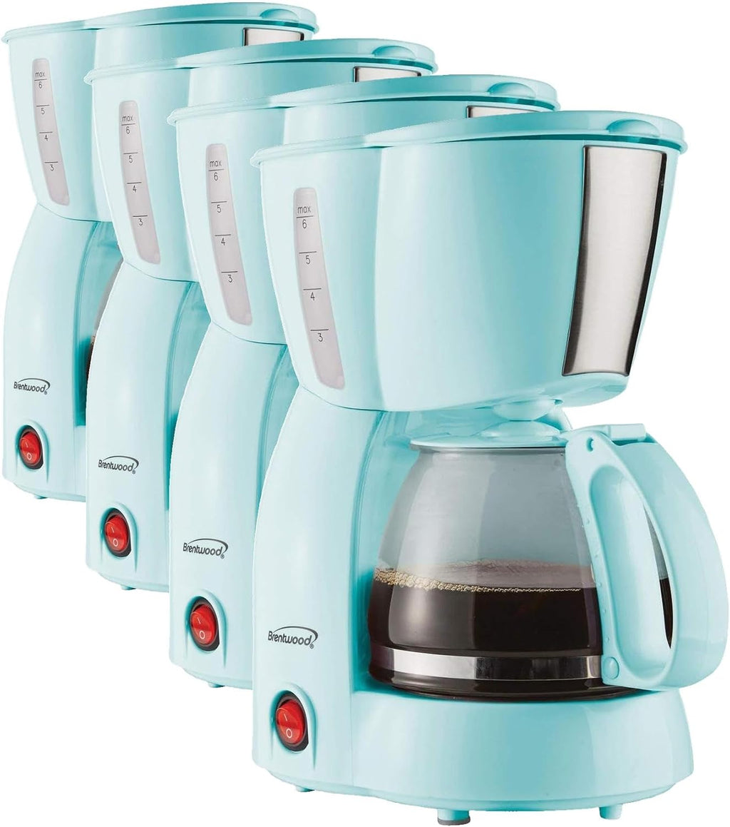 Brentwood TS-213BL 4 Cup Coffee Maker, Blue (Pack of 4)