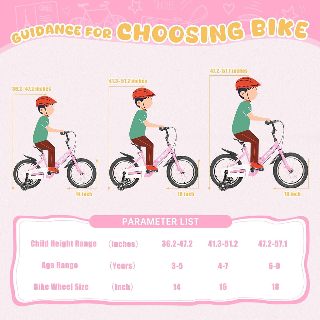Betterland Folding Kids Bike,14/16/18 Inch Children Bicycle with Training Wheels and Dual Handbrakes Toddler Sport Bicycle for 3-9 Years Old Boys and Girls