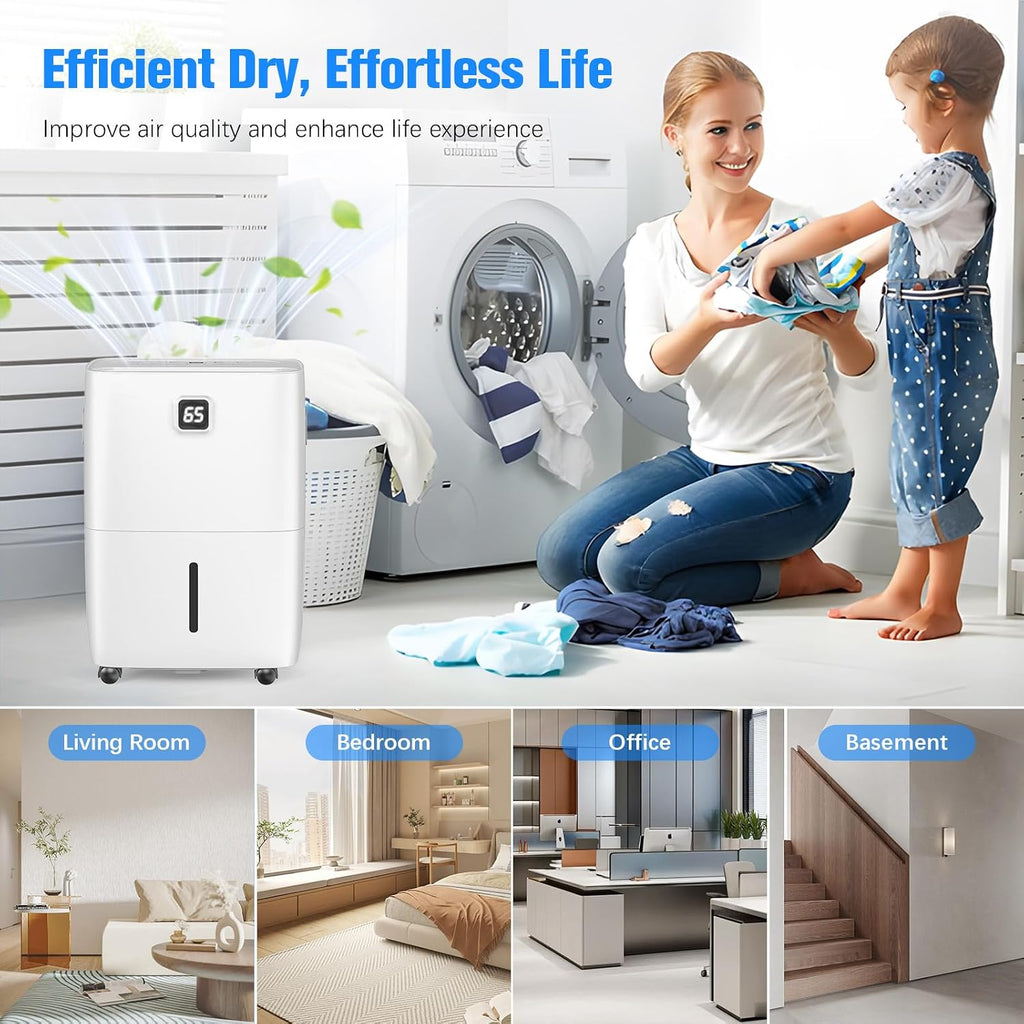 DEVERSE Max 80 Pints Energy Star Dehumidifier for Home/Bedroom/Basement, 5000 Sq.Ft Coverage, with Drain Hose, Smart Humidity Control & Large Tank