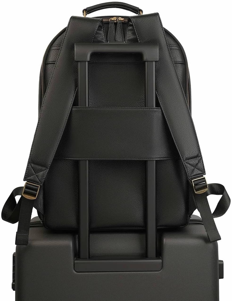 Camera Backpack Classic PU Leather with 15 Inch Laptop Compartment, Professional Camera Bag for Photographers for DSLR Large 20L Black