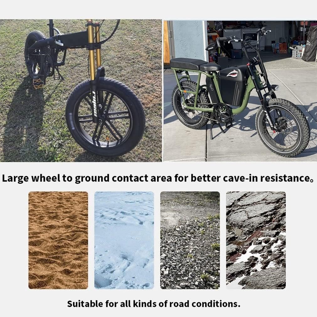 20 Inch Fat Fork 4.0' Tire Disc Brake Travel 140mm MTB Bike Air Suspension Fork 1-1/8' DH Rebound Adjustment QR Electric Bicycle Front Fork 9x135mm