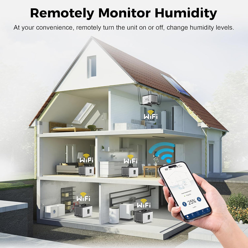 ALORAIR Wi-Fi Crawl Space and Basement Dehumidifier, 70 Pint with Pump, Auto-Defrost, Covers Up to 1000 Sq Ft, Memory Start, cETL Listed, Commercial Grade