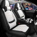 Car Seat Cover Full Set for Kia EV9 Seat Covers 2024-2025, Nappa Leather Waterproof Seat Covers for Cars, Airbag Compatible, Universal Automotive Seat Covers(Luxury Front Row/Black White)