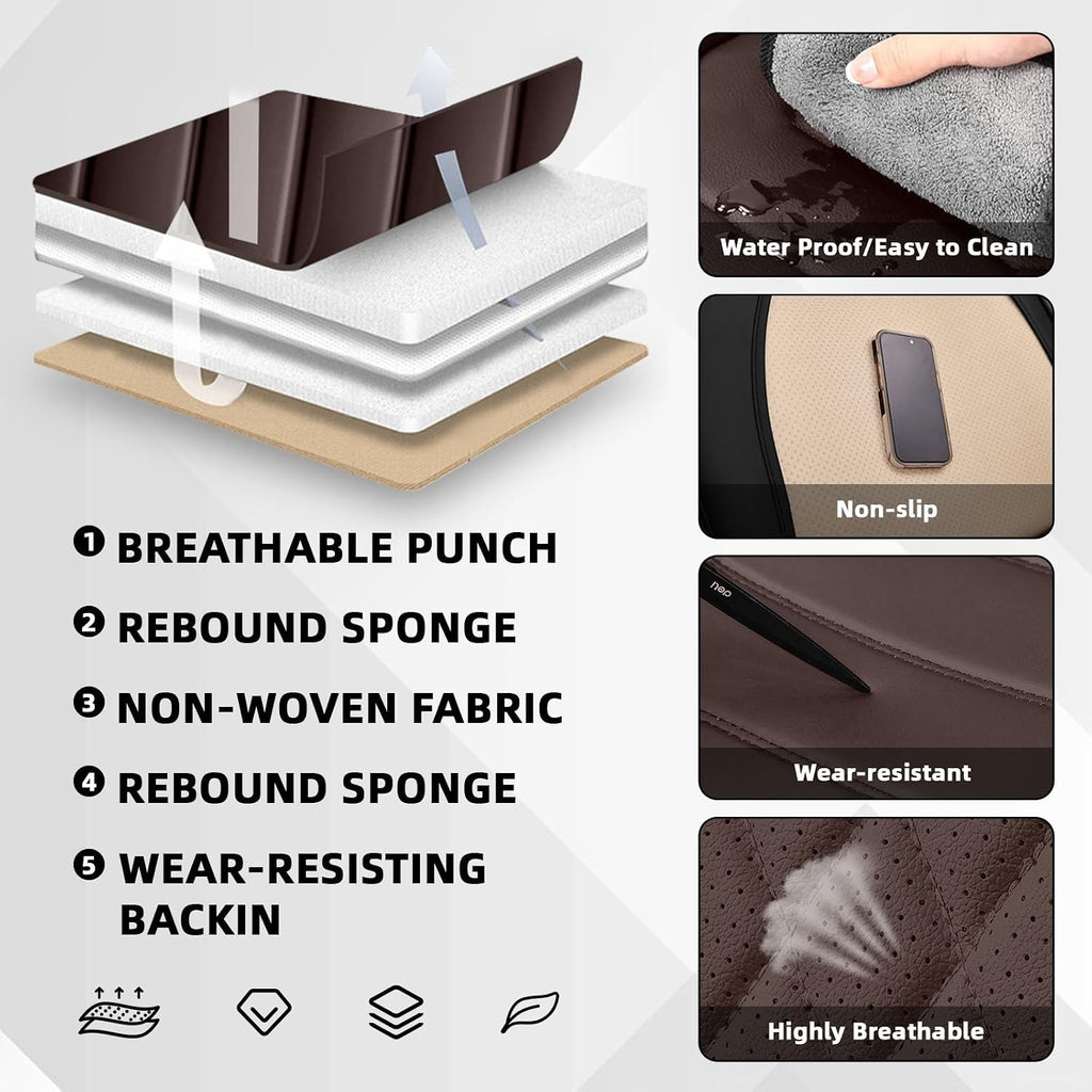 Car Seat Cover Fit for Ford Bronco Sport 2021-2025,Compatible Airbag Non-Slip Waterproof Seat Cover,Car Seat Protector Premium Interior (Luxury 2 Seats,Black Coffee)