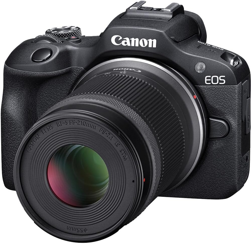 Canon EOS R100 Mirrorless Camera Kit – APS-C RF Camera with 18-45mm & 55-210mm Lenses, 24MP Sensor, 4K Video & Dual Pixel AF (6052C022) + Shoulder Bag + 64GB Memory Card