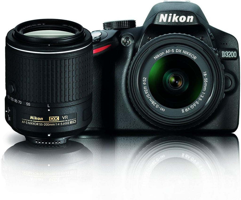Nikon D3200 24.2 MP CMOS Digital SLR Camera with 18-55mm and 55-200mm VR DX NIKKOR Dual Zoom Lens Bundle (Certified Refurbished)