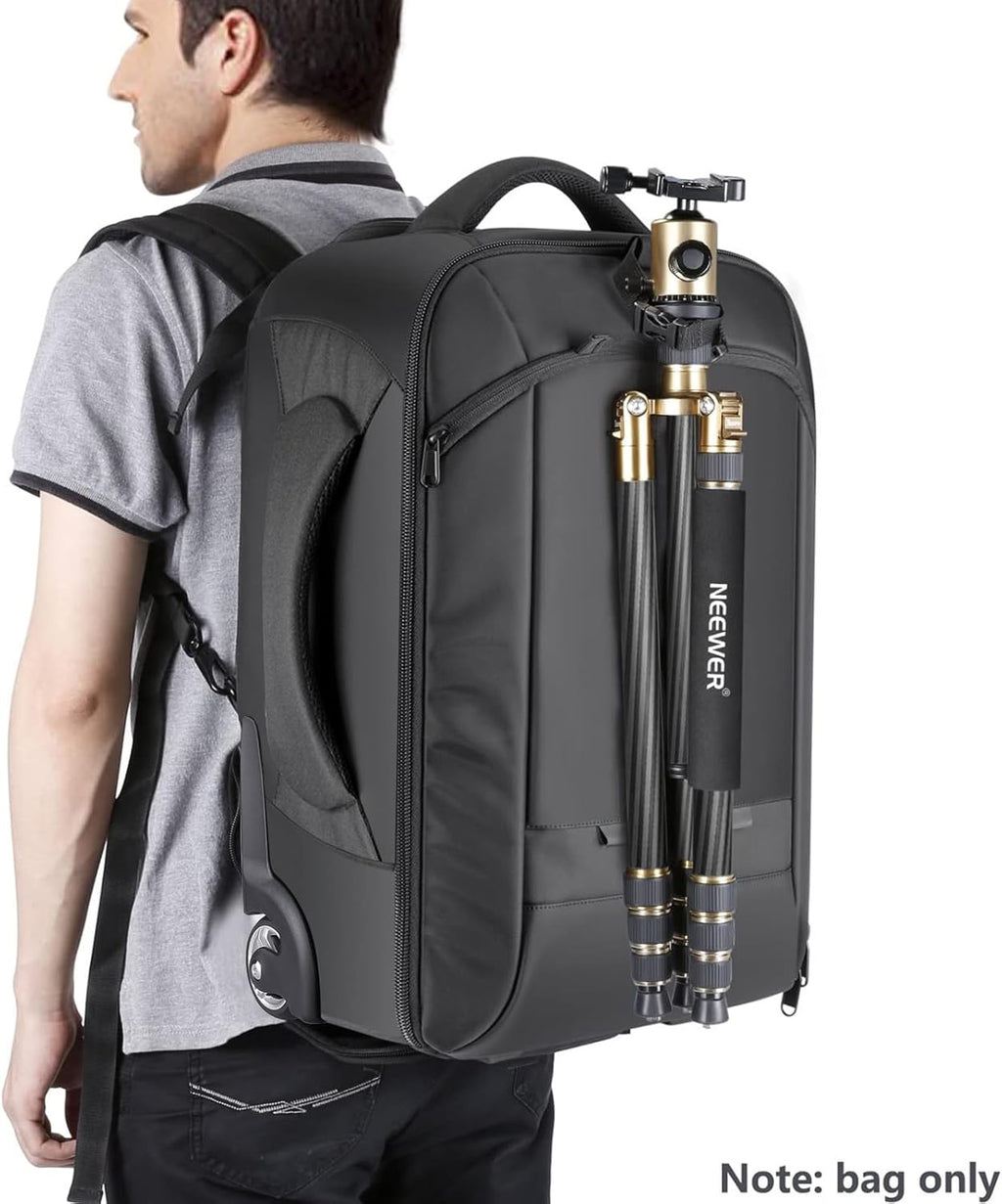 Neewer Convertible Rolling Camera Backpack for SLR/DSLR Cameras and Accessories (NW3300) –Black