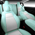 Seat Cover Custom Fit for Tesla Model 3 Synthetic Leather Car Seat Cushion Protector for 2017 2018 2019 2020 2021 2022 2023 Customized (Lichi Eggshell Blue Model 3)