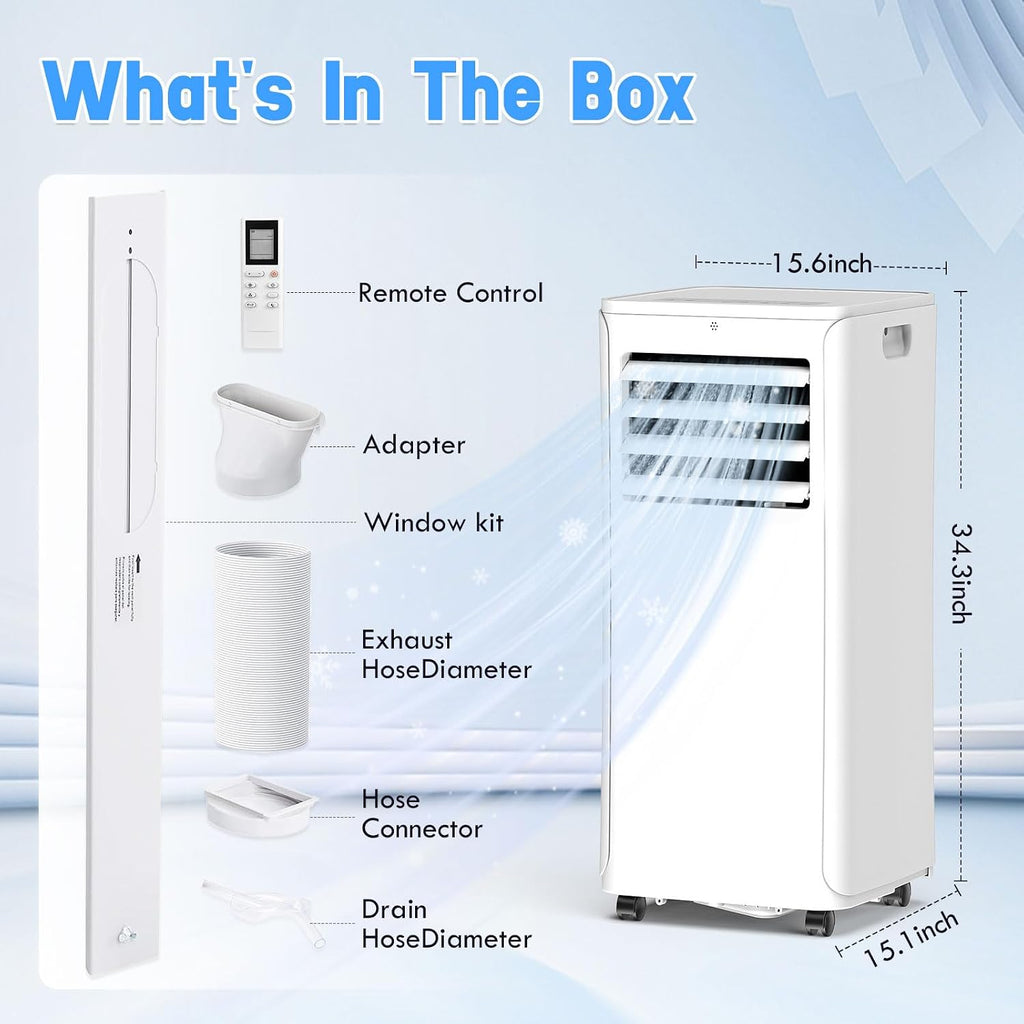 12000 BTU Portable Air Conditioner, 3-in-1 AC Unit with Dehumidifier & Fan Mode, Quiet Operation for Bedroom, Cools up to 550 sq.ft, 24-Hour Timer, Remote & Window Installation Kit Included