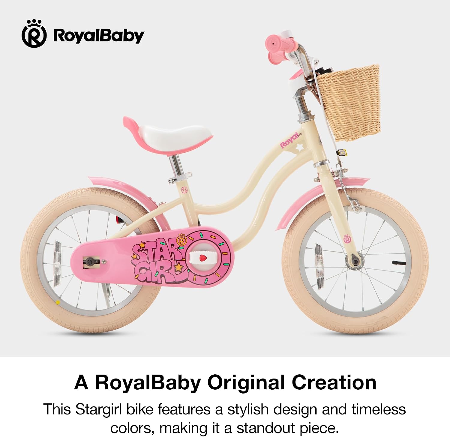 RoyalBaby Girls Bike, Stargirl EZ Kids Bike Balance and Pedal Bicycle with Basket and Dual Handbrake, 12 14 16 18 Inch Toddlers to Big Kids 3-8 Years, Multiple Colors