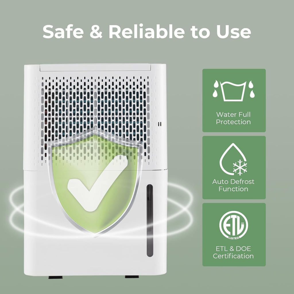 COSTWAY 2000 Sq. Ft Dehumidifier for Basement, 32 Pint Quiet & Energy Efficient Dehumidifier with Continuous/Drying/Auto Mode, 24H Timer, Drain Hose & Portable Handle for Bathroom Bedroom