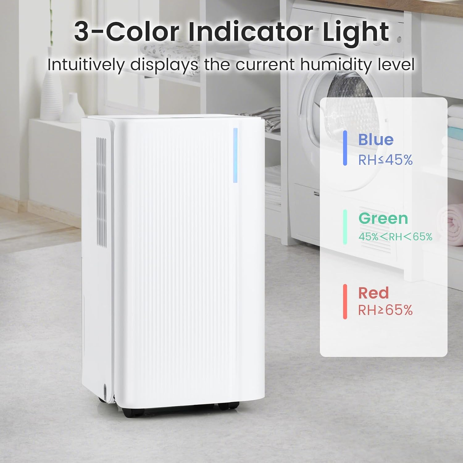 COSTWAY 32 Pints Dehumidifier for Home, 2000 Sq.Ft Portable Dehumidifier for Bedroom, Basement, Bathroom, 24H Timer, 3-Color Indicator, 3.3 FT Drain Hose, 4 Wheels
