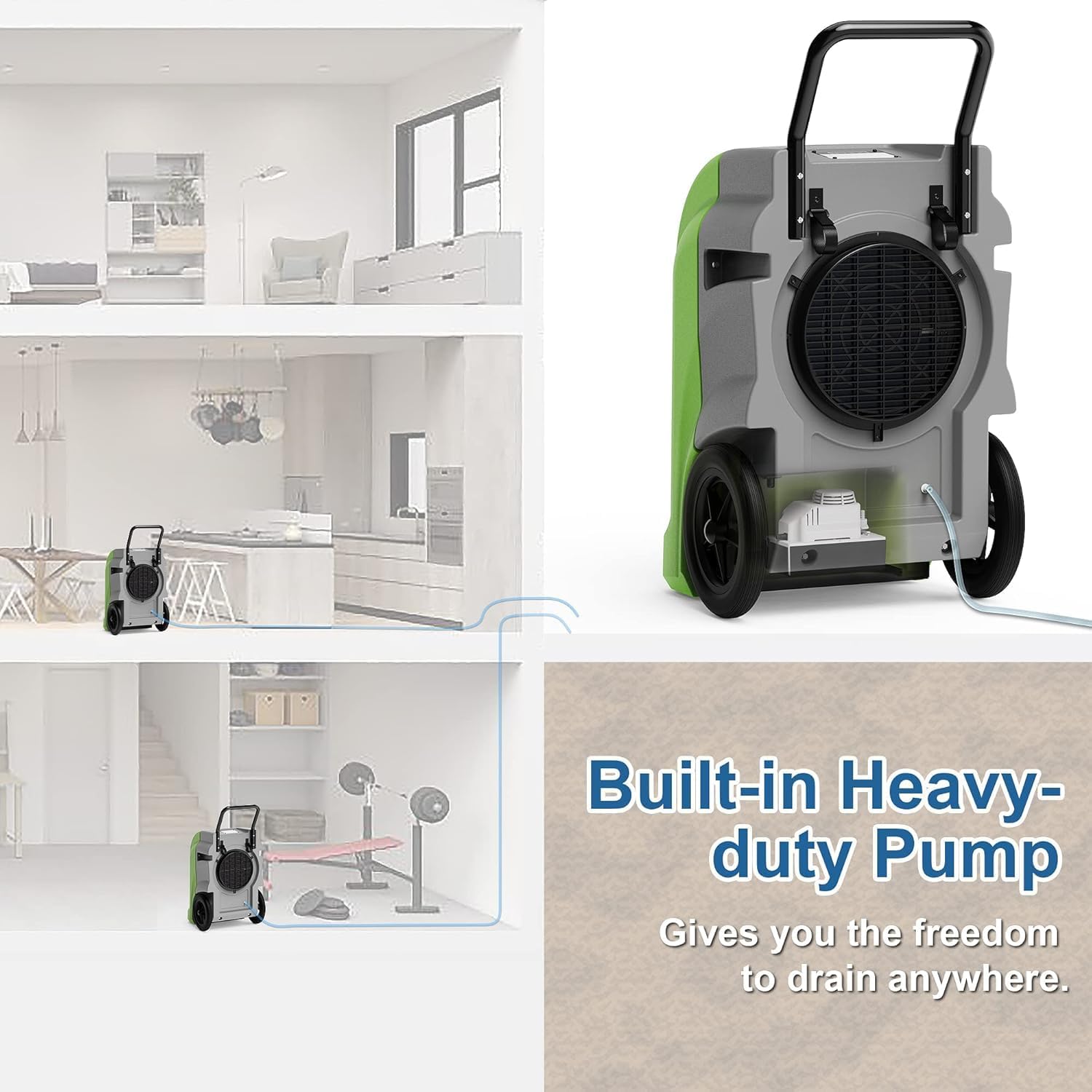 ALORAIR 270 Pints Commercial Dehumidifiers for Large Room or Basements, Industrial Large Dehumidifier with Pump and Drain Hose, Water Damage Restore, Limited 5 Years Warranty