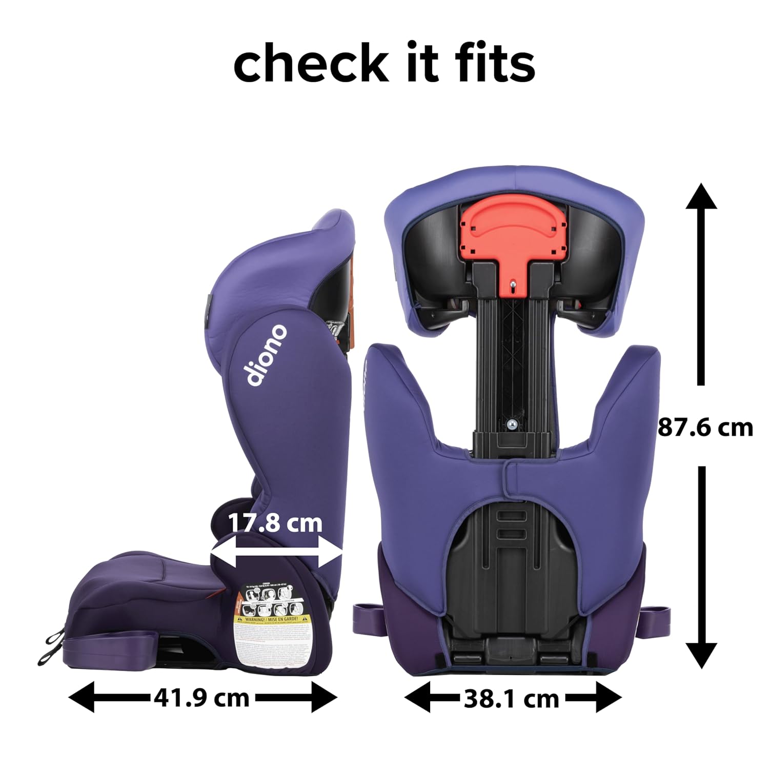 Diono Cambria 2XT XL, Dual Latch Connectors, 2-in-1 Belt Positioning Booster Seat, High-Back to Backless Booster with Space and Room to Grow, 8 Years 1 Booster Seat, Purple Wildberry