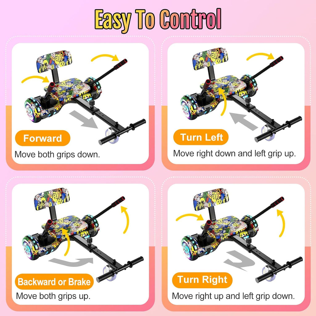 Scooter Seat Attachment, Scooter with Go Kart for Kids Boys Girls Adults, LED Lights, Bluetooth(Include Go-Kart)