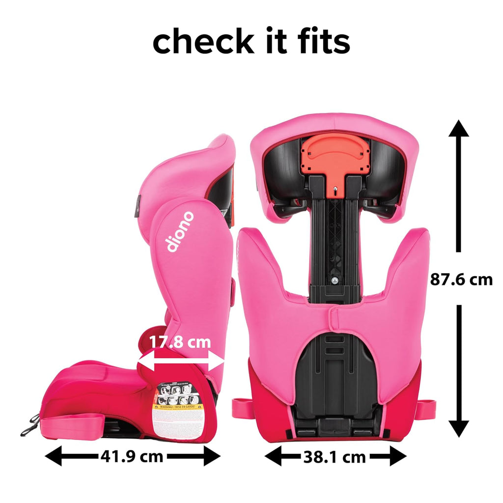Diono Cambria 2XT XL, Dual Latch Connectors, 2-in-1 Belt Positioning Booster Seat, High-Back to Backless Booster with Space and Room to Grow, 8 Years 1 Booster Seat, Pink Cotton Candy