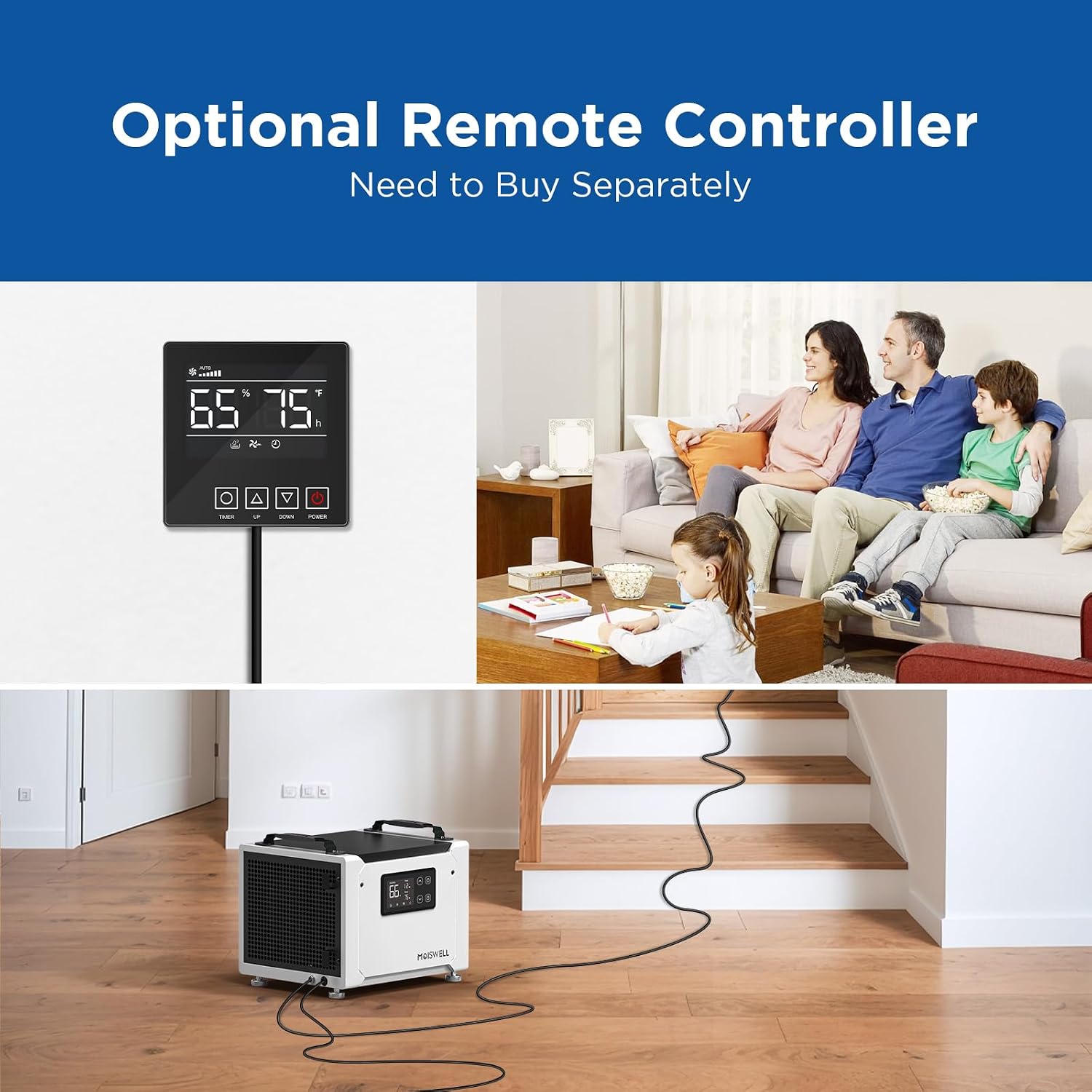 70 Pints Commercial Dehumidifier with Drain Hose, Compact Crawl Space Dehumidifiers for Basement and Home, Energy Star Certified, Automatic Defrost | MOISWELL Defender ME-7