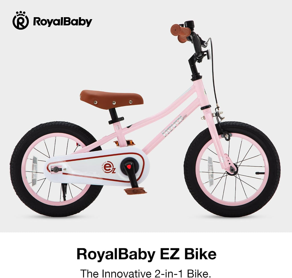 RoyalBaby Kids Bike, Terra EZ Balance to Pedal Convertable Bicycle, 14 16 18 Inch Easy Learn Balancing to Biking Boys Girls Ages 3-9 Years Beginners