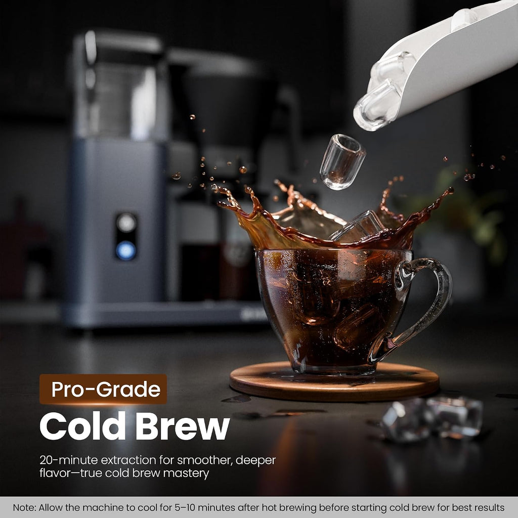 Kismile SCA-Certified 8 Cup Drip Coffee Maker, Pour Over Coffee Machine with 3s Instant Heat 197–205℉, Adjustable Flow Control, Removable Water Tank, Deep Cold Brew & 40 Min Keep Warm (Blue)
