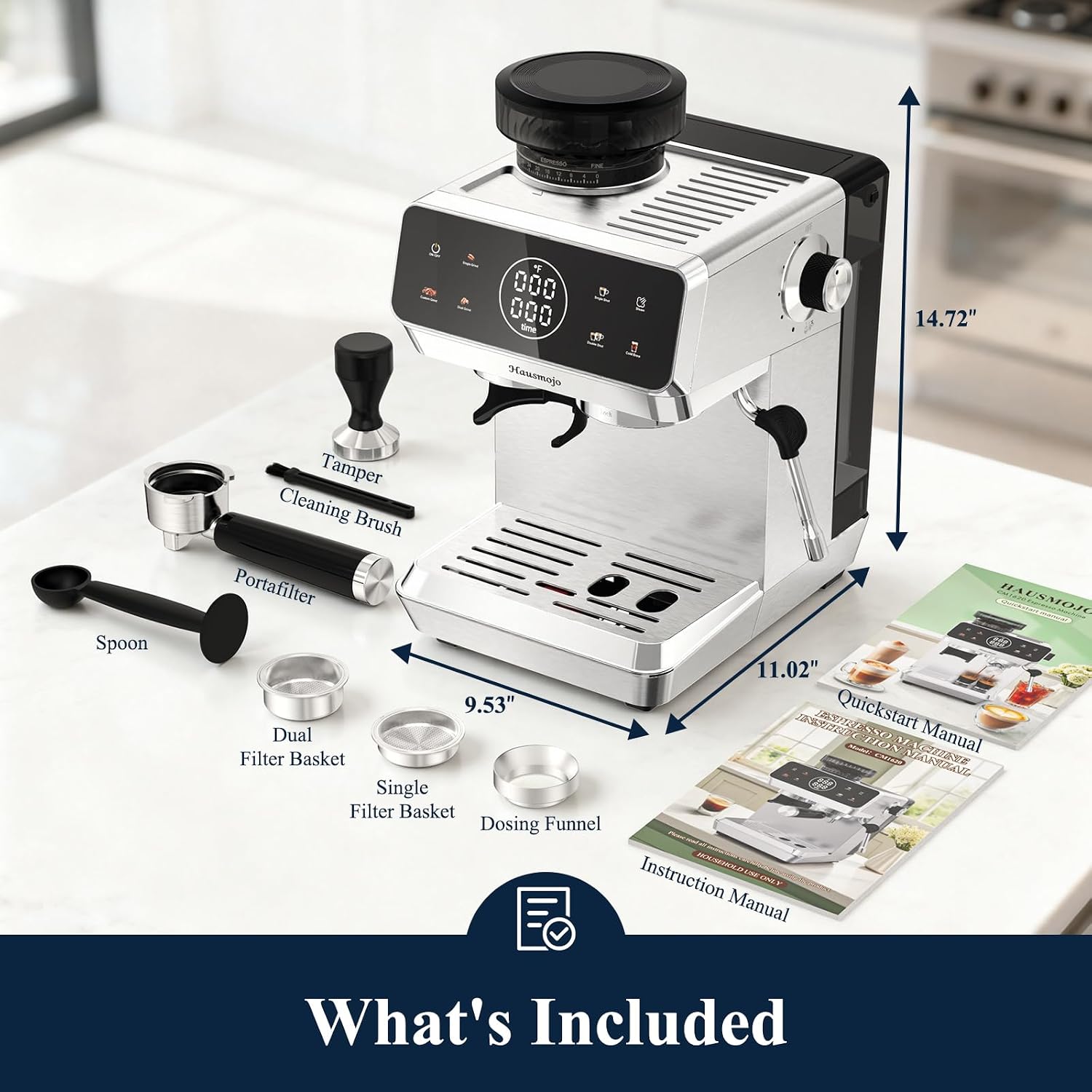 CM1620 Espresso Machine with Built-in Burr Grinder, 20 Bar Bean-to-Cup Espresso Maker with 44 Grind Settings & Steam Wand, Touchscreen Coffee Machine for Latte, Cappuccino & Iced Coffee