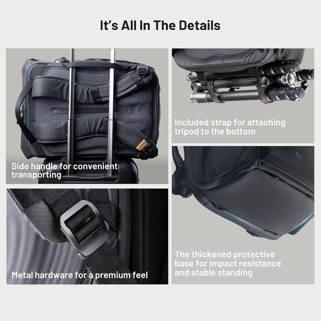 PGYTECH OneGo 2 Camera Backpack 25L with Laptop/iPad Compartment Waterproof Camera Backpack for Urban & Travel Photography Compatible with Sony/Canon/Nikon/DSLR Mirrorless Cameras, Matte Black