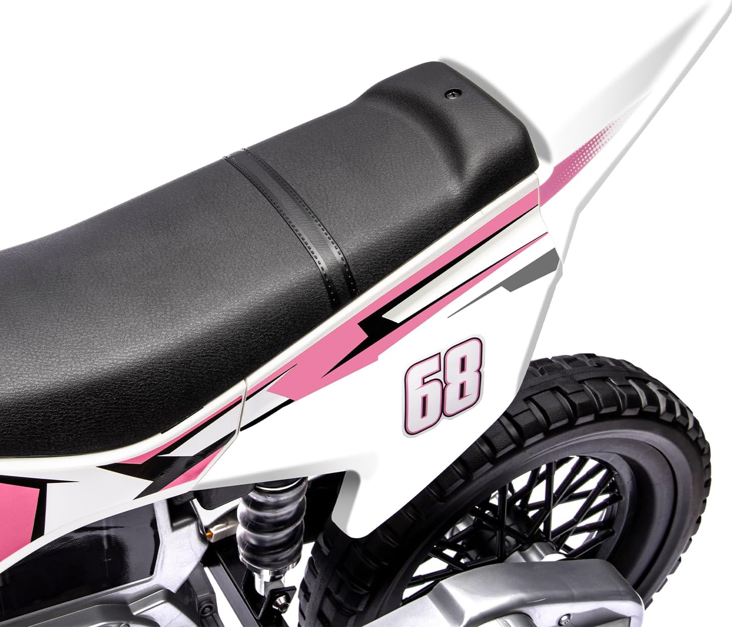 12V Kids Motorcycle w/Treaded Tires, 3.1mph Top Speed, Kids Motorcycle w/Training Wheels, Music, Spring Suspension, Ideal for Toddlers 3-6 Years Old, Pink