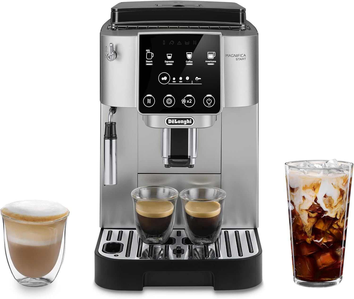 De'Longhi Magnifica Start Automatic Espresso Machine with Manual Milk Frother & Built in Grinder - 3 One-Touch Recipes, Easy-to-Clean, Home Barista Coffee Maker for Lattes, Cappuccino, Iced Coffee