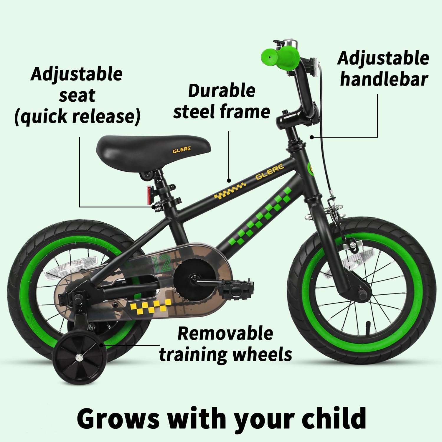 Glerc NuNu 12 14 16 Inch Kids Bike BMX Style for 2-8 Years Old Boys Girls, Toddler Bicycles with Training Wheels & Coaster Brake, Multiple Colors | Toddler Bicycles, Training Wheels, Coaster Brake, Toddler Bicycles, Training Wheels, Coaster Brake